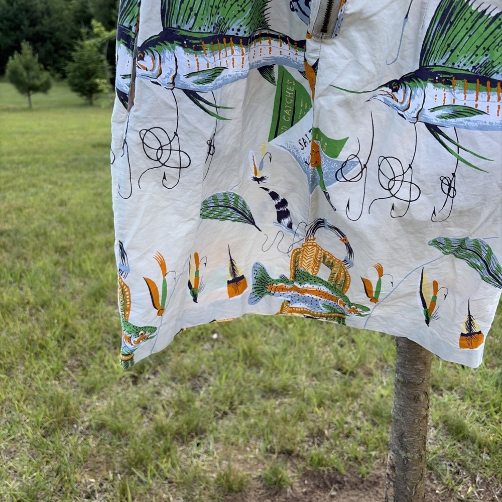 J.CREW Fishing Print Dress Size 4 Cotton Sundress Salt Water Fish Marlin Trout - Picture 11 of 16